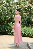 Đầm ôm lụa cổ V dáng midi