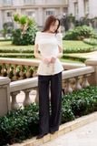 Áo peplum cotton thái trễ vai phối voan