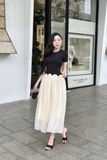 Đầm thun ôm đen tay ngắn tùng xòe dáng maxi