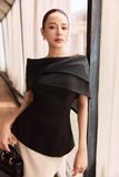 Áo peplum cotton thái trễ vai phối voan