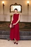 Đầm midi dáng xòe cotton lạnh xếp ly vai