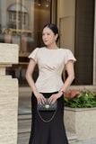 Áo peplum xếp ly eo tay bồng