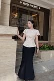 Áo peplum xếp ly eo tay bồng