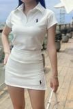 Set áo thun polo kèm chân váy A dáng mini