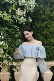 Chân váy đuôi cá cotton hàn kem dáng midi