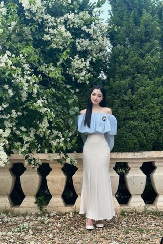 Chân váy đuôi cá cotton hàn kem dáng midi