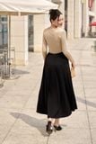 Áo kiểu ôm thun tăm cổ xoắn tay dài