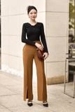 Áo kiểu ôm thun tăm cổ xoắn tay dài