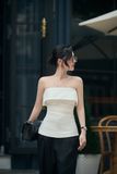Áo cúp ngực form ôm tafta fine eo xếp ly