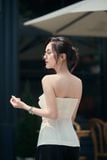 Áo cúp ngực form ôm tafta fine eo xếp ly