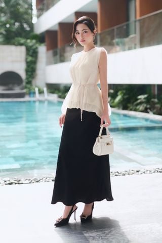 Áo kiểu form rộng tơ óng tùng bí