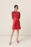 Đầm đỏ cutout cổ tay phồng tùng bèo - Redy Lucid Dress