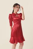Đầm đỏ cutout cổ tay phồng tùng bèo - Redy Lucid Dress
