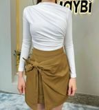 Áo ôm thun rayon nhún kiểu tay dài