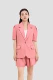 Áo blazer form rộng pho xéo tay phồng ngắn