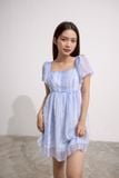 Đầm babydoll voan cổ vuông tay xòe