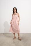 Đầm suông linen phối dây rút nhún cột nơ eo