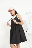 Đầm babydoll lụa cotton phối nơ vai