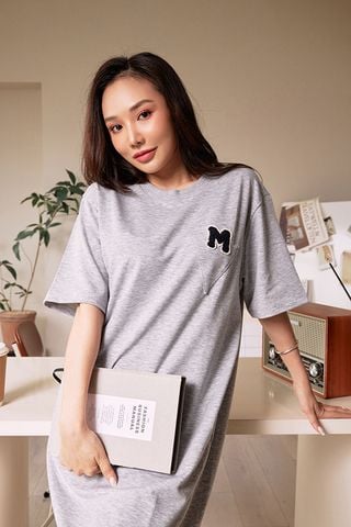 Đầm thun suông phối sticker M