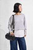 Áo sweater suông thun phối lai sơmi