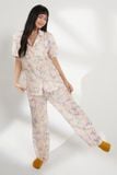 Bộ Pyjama dài suông cotton in họa tiết