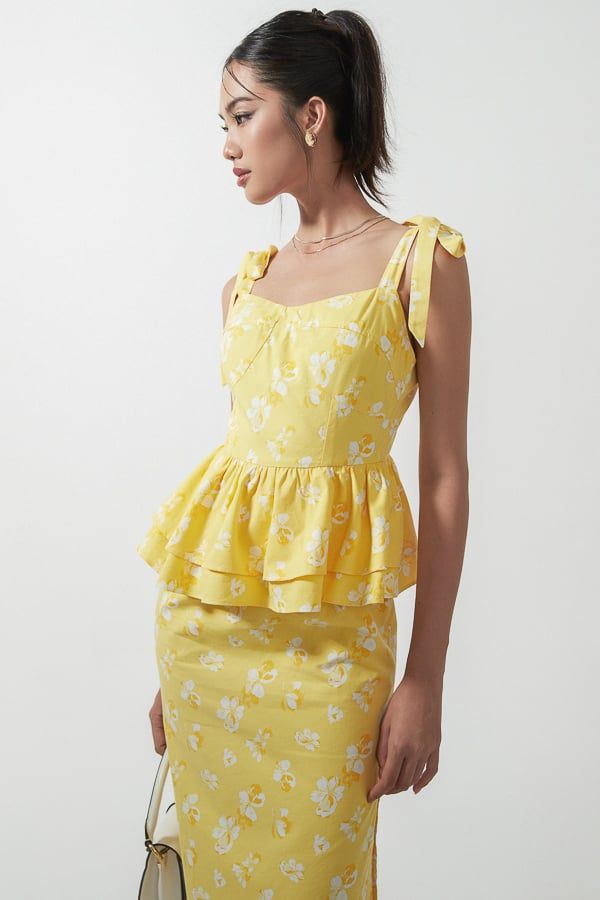 Đầm peplum tay phồng dáng xòe LD121