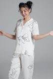 Bộ Pyjama dài suông lụa phi in họa tiết