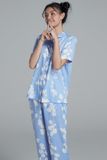 Bộ Pyjama dài suông lụa phi in họa tiết