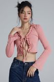 Áo croptop ôm thun bèo cột nơ