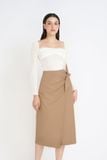 Chân váy midi cotton lạnh cột nhún