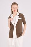 Áo blazer suông tuyết nhung phối cổ trắng kiểu