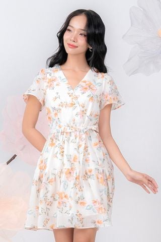 Đầm mini xòe họa tiết
