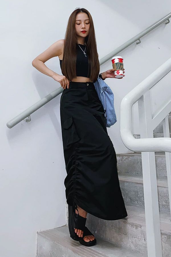 Chân váy dài công sở chữ A xẻ trước ulzzang  váy công sở dáng dài chữ A  kiểu dáng midi thanh lịch  MixASale