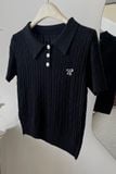 Áo len polo form rộng ngắn tay