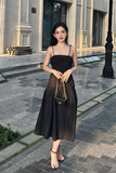 Đầm xòe chéo mịn nhún kiểu