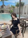 Đầm ôm tùng xòe xếp ly tay ngắn dáng mini