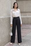Quần culottes ống suông xếp ly cotton lạnh