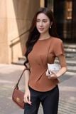 Áo peplum xếp ly eo tay bồng