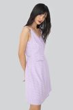 Đầm caro bèo đắp chéo Purple Caro Ruffles Sun Dress