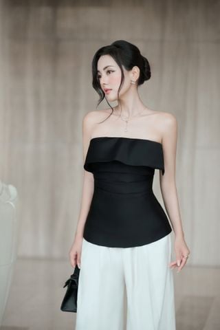 Áo cúp ngực form ôm tafta fine eo xếp ly