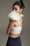 Áo croptop ôm voan dây phối bèo vai