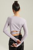 Áo croptop ôm thun phối dây nơ