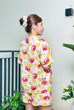 Bộ pyjama ngắn suông ngắn tay cotton in hình gấu dâu