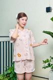 Bộ pyjama ngắn suông ngắn tay in hình gấu