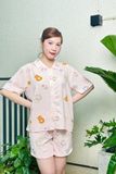 Bộ pyjama ngắn suông ngắn tay in hình gấu