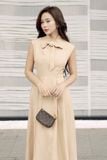Đầm midi cotton lạnh thắt nơ cổ