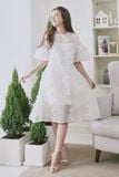 Đầm babydoll voan dệt bông tay bồng