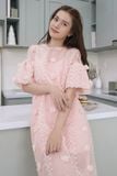 Đầm babydoll voan dệt bông tay bồng