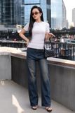 Quần jean ống suông cạp cao wash
