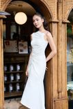 Chân váy midi ôm tuyết mưa phối xếp ly kiểu